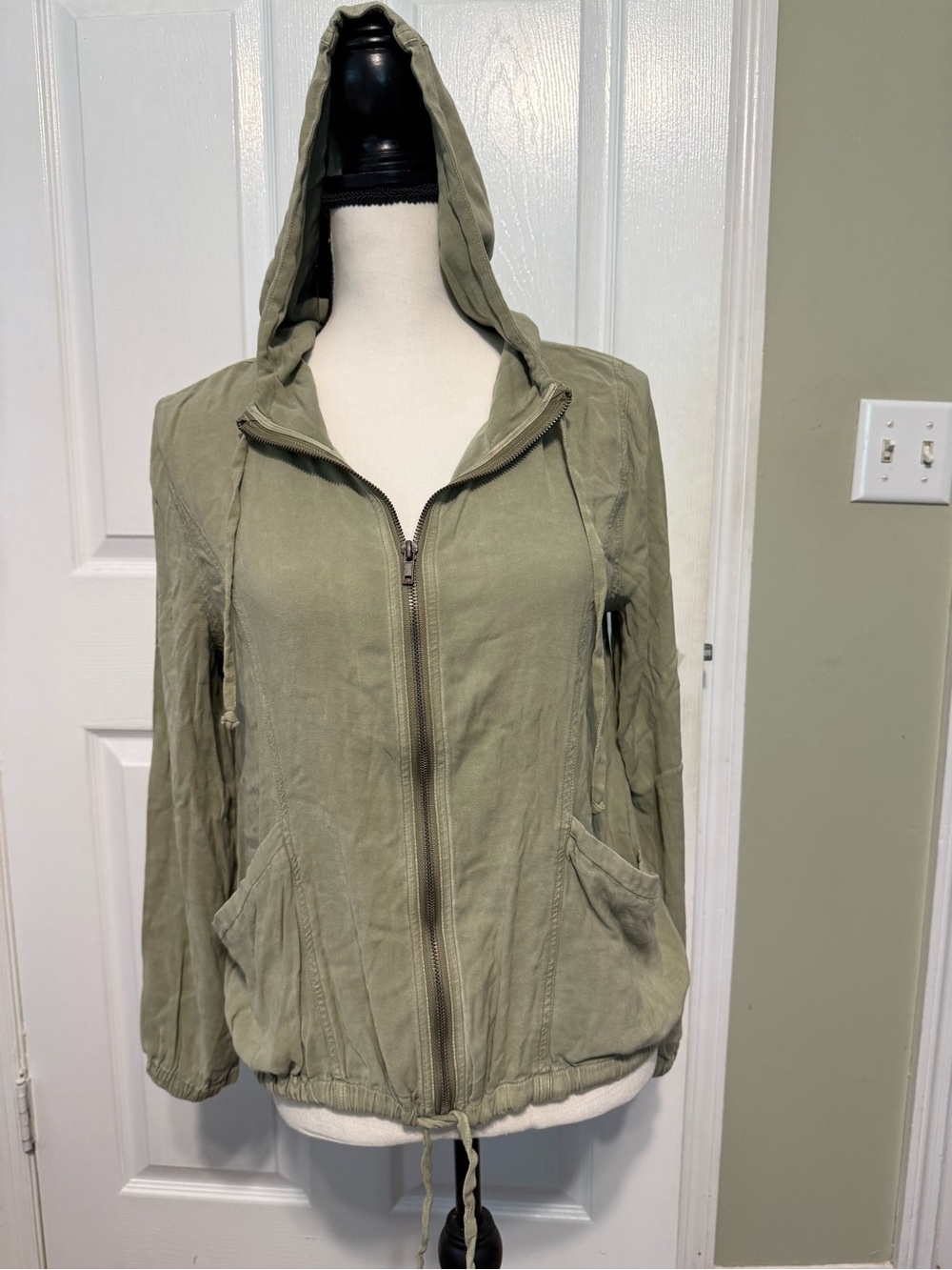 Chaser Olive Green Hooded Zip Utility Jacket